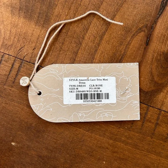 MESHKI Amorette Lace Trim Maxi Dress in Bone Size Medium - Picture 10 of 16